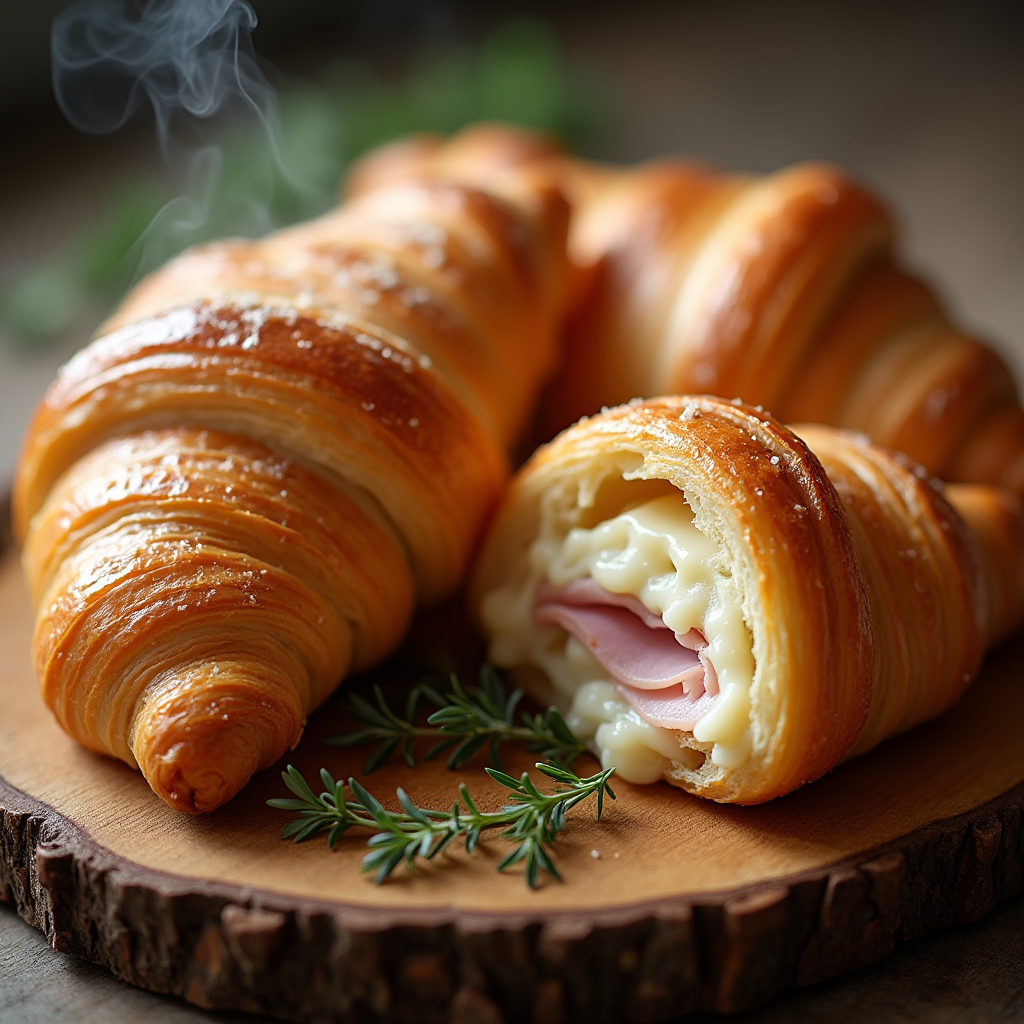 Baked Ham and Cheese Croissants