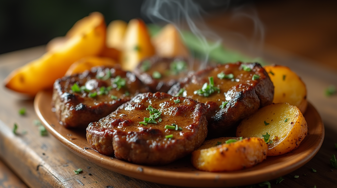 Garlic Butter Steak Bites and Potatoes