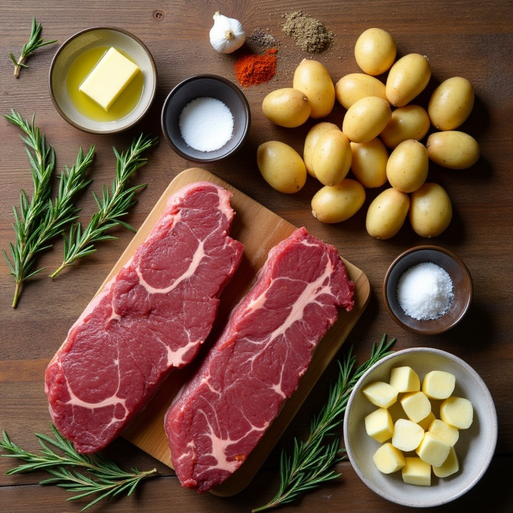 Garlic Butter Steak Bites and Potatoes