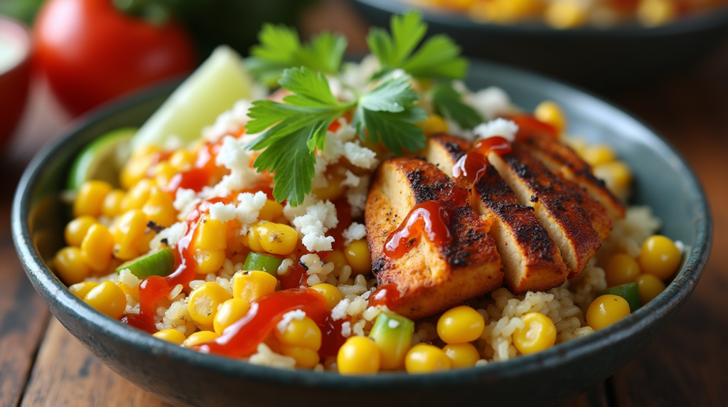 Street Corn Chicken Rice Bowl